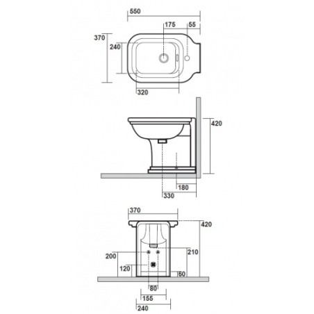 WC Bidē WALDORF balts, hromēts