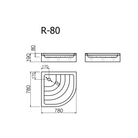 Paliktnis R-80*80 pusap.ar paneli+ sifons