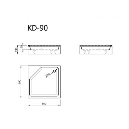 Paliktnis KD-90*90 balts ar paneli+sifons
