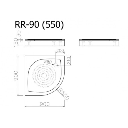 Akmens masas paliktnis RR-90*90 (550) ar paneli un sifonu