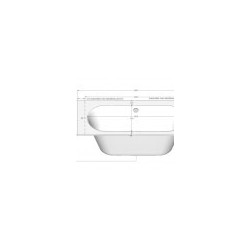Bathtub PROJECT 190(165)x80x60cm white with siphon, white
