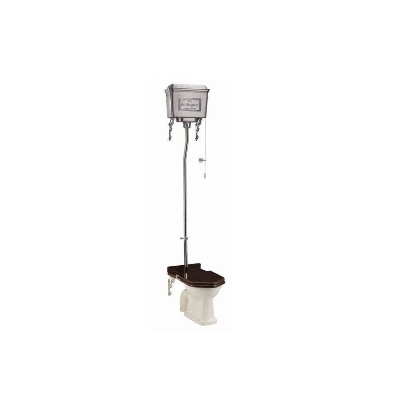 Traditional WC Burlington ar aluminija skalojamo kasti HL, hromētu trubu BEZ vāka