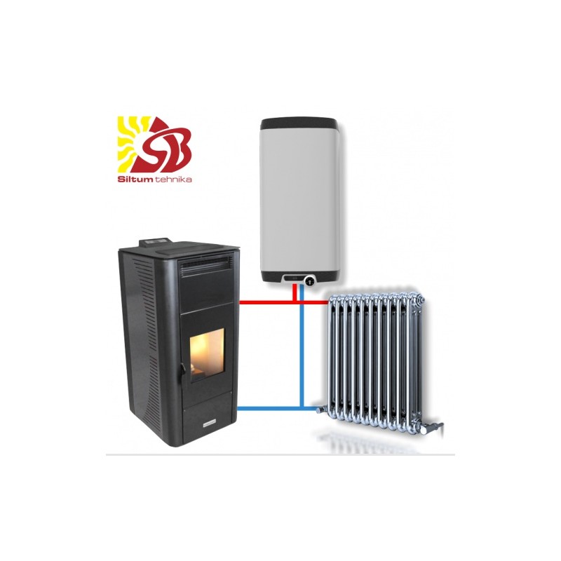 CENTROMETAL granulu kamīns ZV20 S pelēks  ar centrālapkuri 5,1/18,46 kW