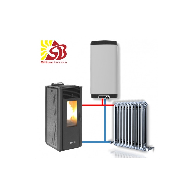 CENTROMETAL granulu kamīns ZV24 S pelēka  ar centrālapkuri 5,1/22,14 kW
