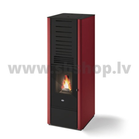 Granulu kamīns ar gaisa apsildi Eva Calor KAREN 9KW sarkans