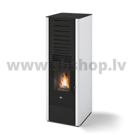 Granulu kamīns ar gaisa apsildi Eva Calor KAREN 9KW balta