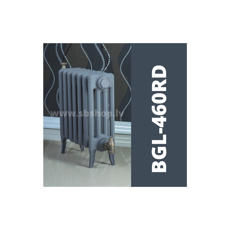 Čuguna radiators BEIGELAI BGL-460-RD (10 sekc.) gruntēts melnā krāsā