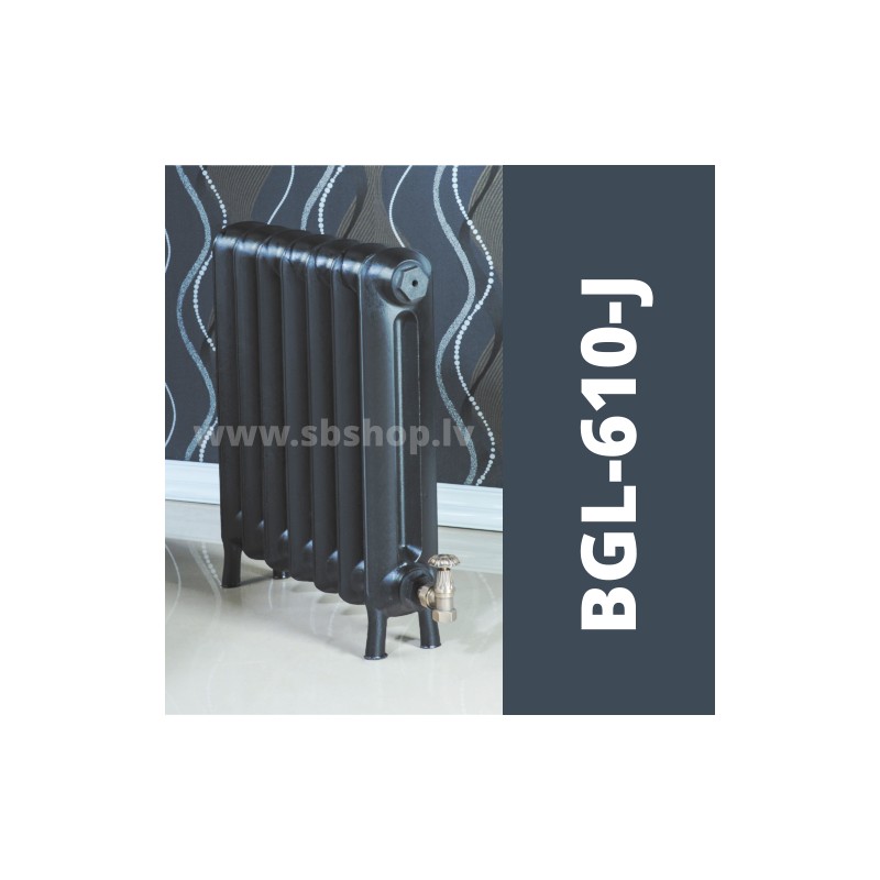 Čuguna radiators BEIGELAI BGL-610-J (8 sekc.) gruntēts melnā krāsā