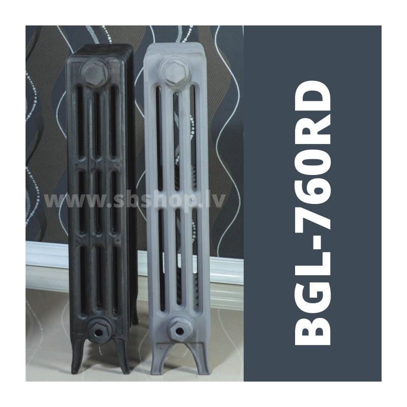 Čuguna radiators BEIGELAI BGL-760-RD (15 sekc.) gruntēts melnā krāsā
