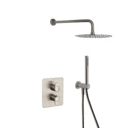 Maisītājs Dušas ALEXIA ar termostatu, iebūvējams sienā, lietus duša D250 un rokas duša RamonSoler brushed nickel