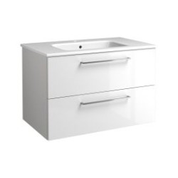 Mēbele ar keramisku izlietni JOY 81x46cm balts glancēts / hromēti rokturi