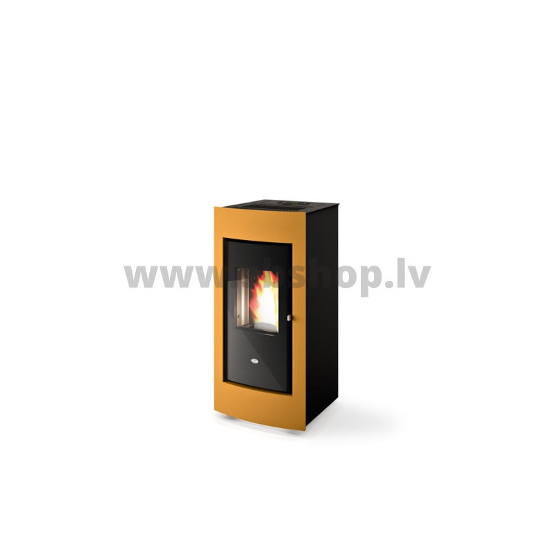 Granulu kamīns ar 1 papildus gaisa izvadu Eva Calor EVELYN 11.5kW dzeltens