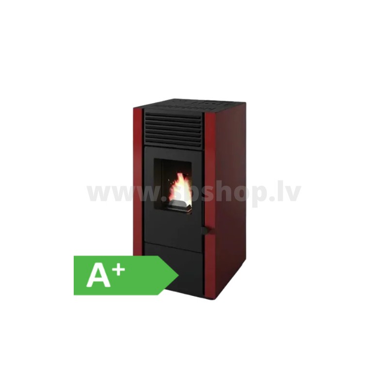 Granulu kamīns ar 1 papildus gaisa izvadu Eva Calor MARISA 9.2kW sarkans