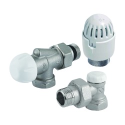 Radiatora Termoventilis aksiālais, komplekts 1/2x1/2 CARLO POLETTI ar baltu termogalvu
