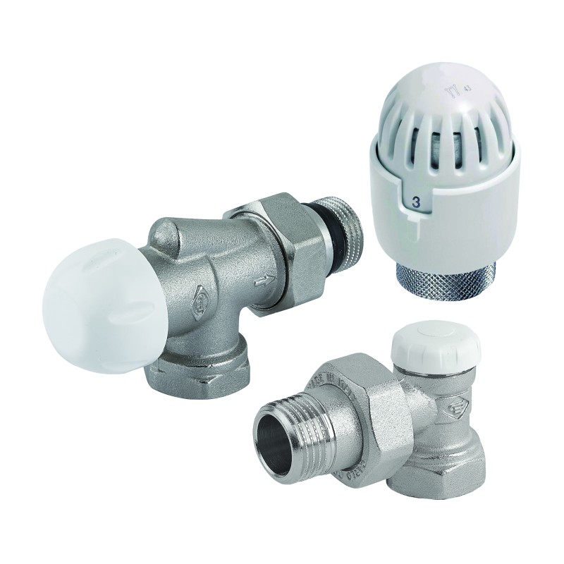 Radiatora Termoventilis aksiālais, komplekts 1/2x1/2 CARLO POLETTI ar baltu termogalvu