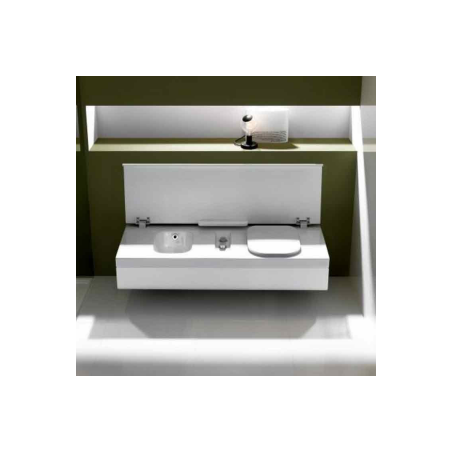 HATRIA G-FULL Pods labās puses WC+bidē komplekts ar baltu SC vāku 120x50cm, piekarināms pie sienas, balts