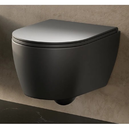 HATRIA FUSION pods piearināms Rimless ar soft close vāku, melns matēts